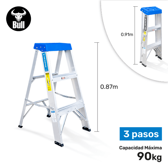 ESCALERA ALUMINIO TIJERA SIMPLE ACCESO 3P 90KG 0.91m ATS90-3III AMERICAN BULL