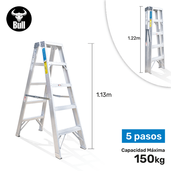 ESCALERA ALUMINIO TIJERA DOBLE ACCESO 5P 150KG 1.53m ATD150-5IA AMERICAN BULL - imagen 1