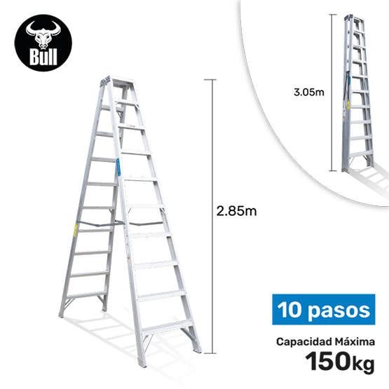 ESCALERA ALUMINIO TIJERA DOBLE ACCESO 10P 150KG 3.05m ATD150-10IA AMERICAN BULL - imagen 1