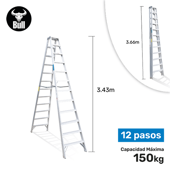ESCALERA ALUMINIO TIJERA DOBLE ACCESO 12P 150KG 3.66m ATD150-12IA AMERICAN BULL - imagen 1