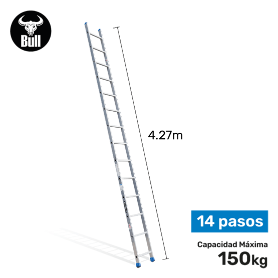ESCALERA ALUMINIO TIPO ARRIMO 14P 150KG 4.27m AA150-14IA AMERICAN BULL