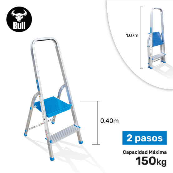 ESCALERA ALUMINIO TIPO BANQUETA 2P 150KG 0.40m AB150-2IA AMERICAN BULL - imagen 1