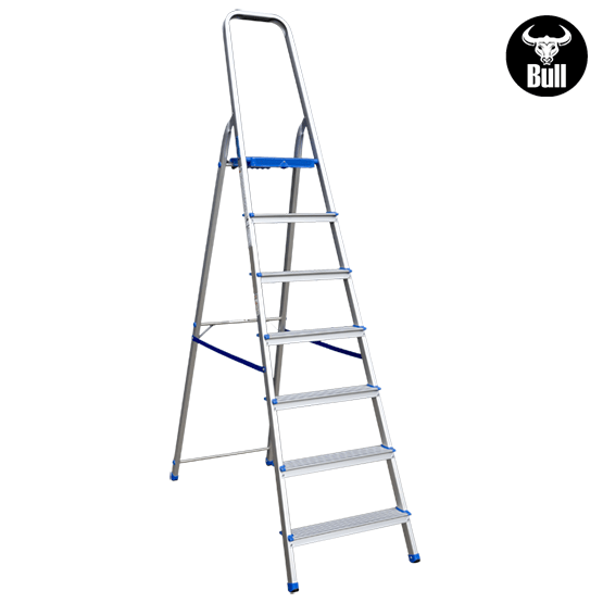 ESCALERA ALUMINIO TIPO BANQUETA 7P 150KG 1.50m AB150-7IA AMERICAN BULL - imagen 2