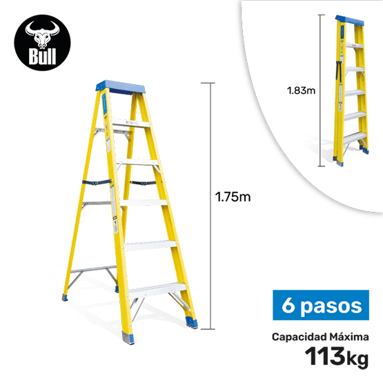ESCALERA FIBRA SIMPLE ACCESO 6P 113KG 1.83m FTS113-6I AMERICAN BULL