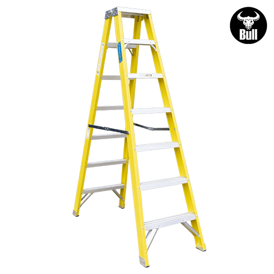 ESCALERA FIBRA TIJERA DOBLE ACCESO 7P 150KG 2.13m FTD150-7IA AMERICAN BULL - imagen 2