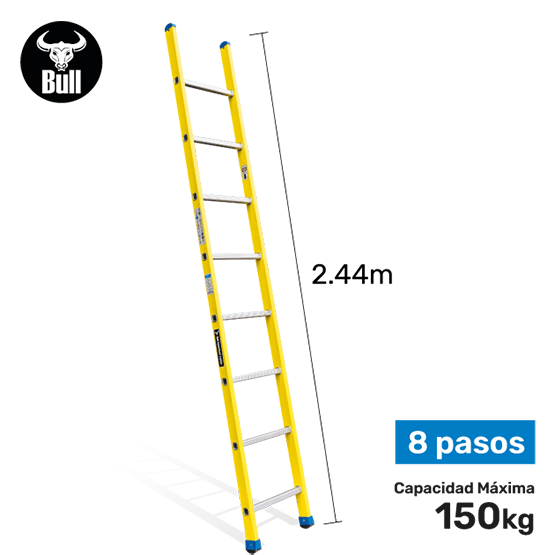 ESCALERA FIBRA TIPO ARRIMO 8P 150KG 2.44m FA150-8IA AMERICAN BULL