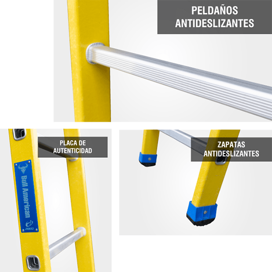ESCALERA FIBRA TIPO ARRIMO 10P 150KG 3.05m FA150-10IA AMERICAN BULL - imagen 4