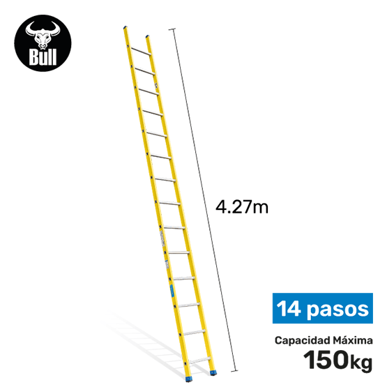 ESCALERA FIBRA TIPO ARRIMO 14P 150KG 4.27m FA150-14IA AMERICAN BULL