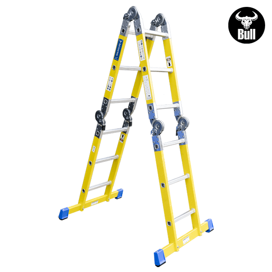 ESCALERA FIBRA MULTIUSOS + PLATAFORMA 12P 150KG FM150-12IA+P AMERICAN BULL - imagen 3