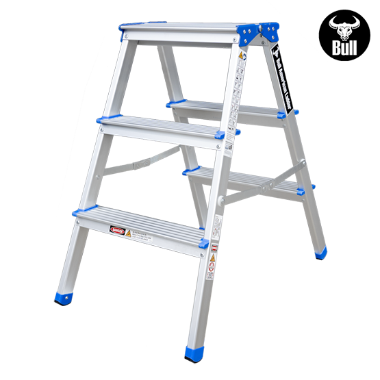 ESCALERA ALUMINIO TIPO BANQUETA DOBLE 3P 150KG 0.66m ABD150-3IA AMERICAN BULL - imagen 3