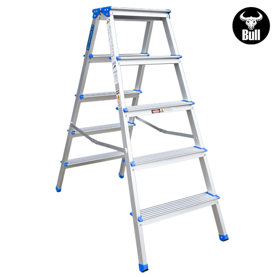 ESCALERA ALUMINIO TIPO BANQUETA DOBLE 5P 150KG 1.11m ABD150-5IA AMERICAN BULL - imagen 2