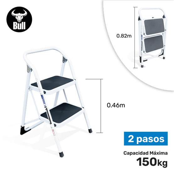 ESCALERA ALUMINIO TIPO TABURETE 2P 150KG 0.46m ST150-2IA AMERICAN BULL