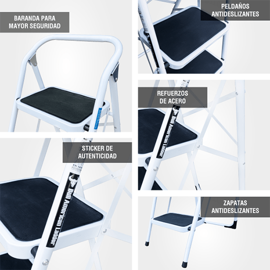 ESCALERA ALUMINIO TIPO TABURETE 3P 150KG 0.69m ST150-3IA AMERICAN BULL - imagen 5