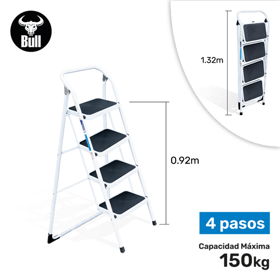 ESCALERA ALUMINIO TIPO TABURETE 4P 150KG 0.92m ST150-4IA AMERICAN BULL - imagen 1