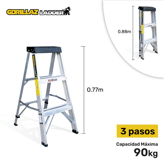 ESCALERA ALUMINIO TIJERA SIMPLE 0.91m GATS3-III GORILLAZ 90KG