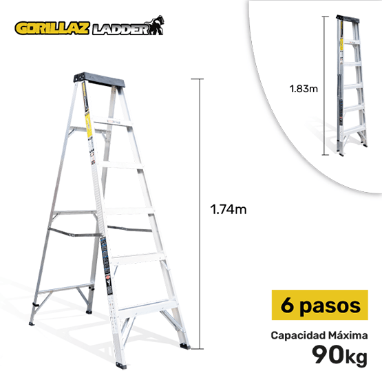ESCALERA ALUMINIO TIJERA SIMPLE 1.83m GATS6-III GORILLAZ 90KG - imagen 1