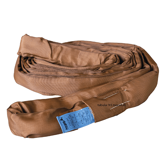 ESLINGA DE POLIÉSTER TUBULAR MARRÓN N6X6mtsX16800LBS(7.6T) FS 5:1 ASME B30.9 (NORMATIVA EEUU) AMERICAN BULL