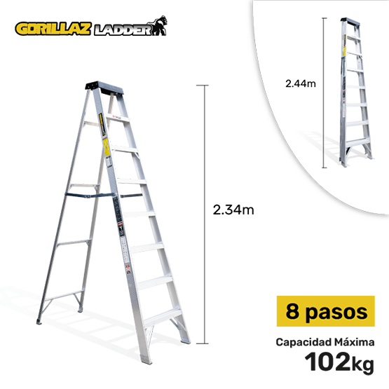 ESCALERA ALUMINIO TIJERA SIMPLE 2.44m GATS8-II GORILLAZ 102KG
