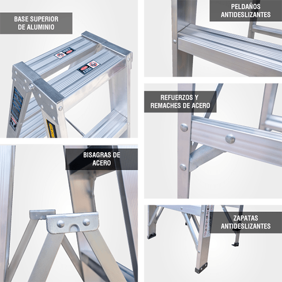 ESCALERA ALUMINIO TIJERA DOBLE 2.13m GATD7-II GORILLAZ 102KG - imagen 5