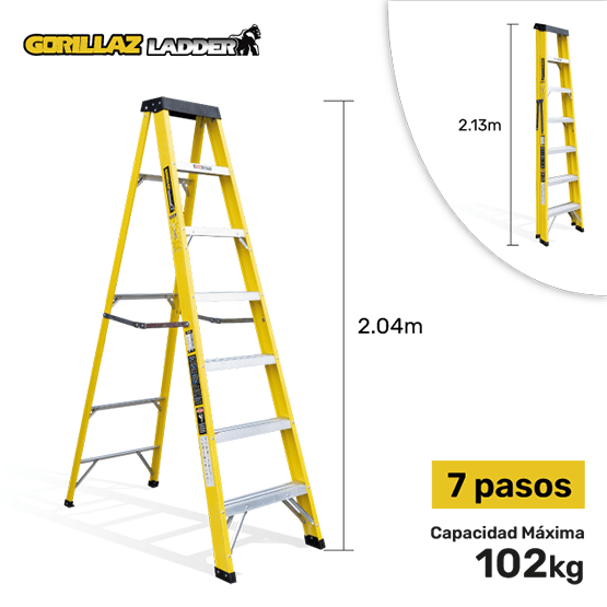 ESCALERA FIBRA TIJERA SIMPLE 2.13m GFTS7-II GORILLAZ 102KG