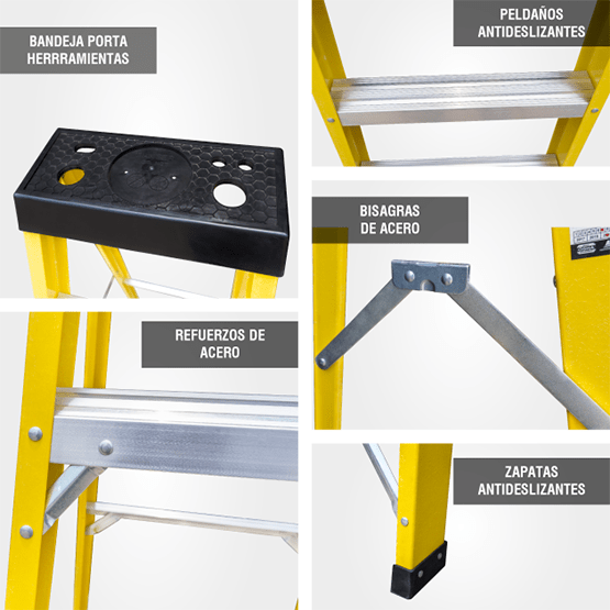 ESCALERA FIBRA TIJERA SIMPLE 2.13m GFTS7-II GORILLAZ 102KG - imagen 5