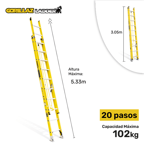 ESCALERA FIBRA EXTENSION 5.37m GFTT20-II GORILLAZ 102KG