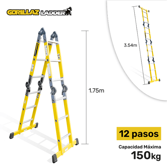 ESCALERA FIBRA MULTIPROPOSITO GFM12-IA+P GORILLAZ 150KG - imagen 2