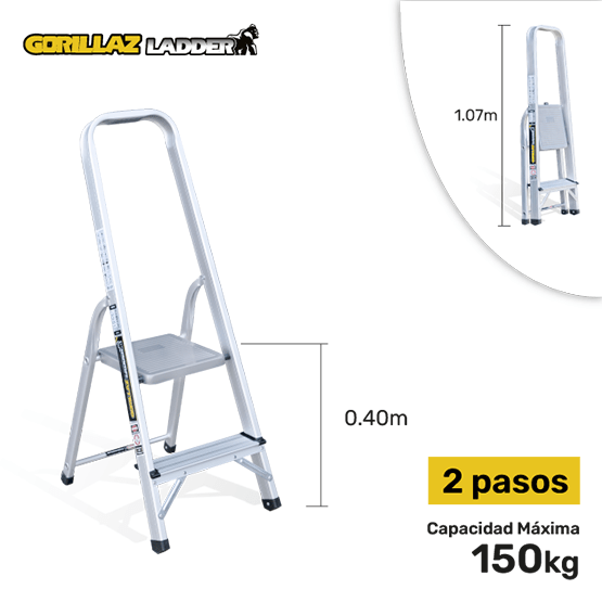 ESCALERA ALUMINIO BANQUETA 0.40m GAB2-IA GORILLAZ 150KG