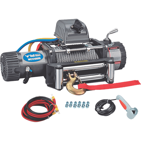 WINCHE 12V W-8000L 1.7~7.3m/min 8.3mmx29mts 3.8Kw AMERICAN BULL - imagen 1