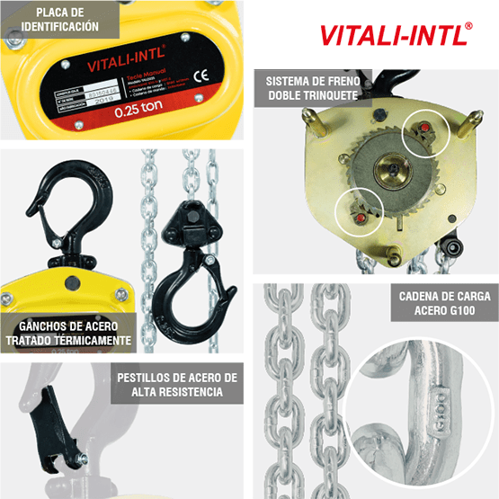 TECLE MANUAL 0.25T 3MTSCARGA 4X12MM(1) - 3MTSMANDO 3X15X10MM(2) - imagen 7