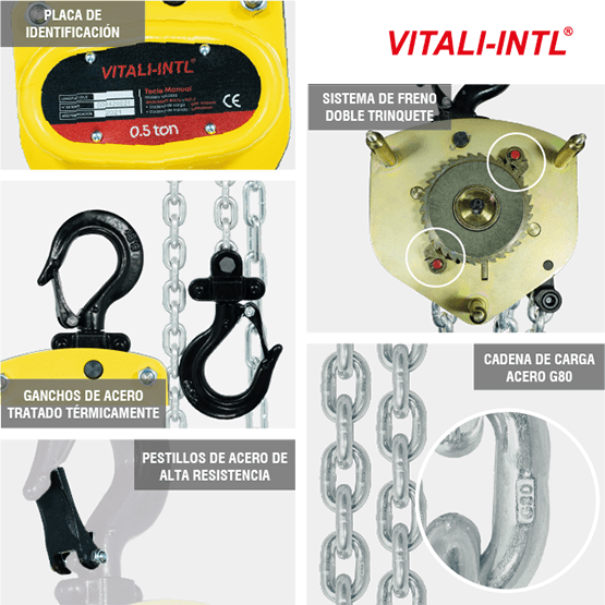 TECLE MANUAL 0.25T 3MTSCARGA 4X12MM(1) - 3MTSMANDO 3X15X10MM(2) - imagen 7