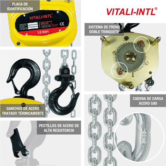TECLE MANUAL 0.25T 3MTSCARGA 4X12MM(1) - 3MTSMANDO 3X15X10MM(2) - imagen 7