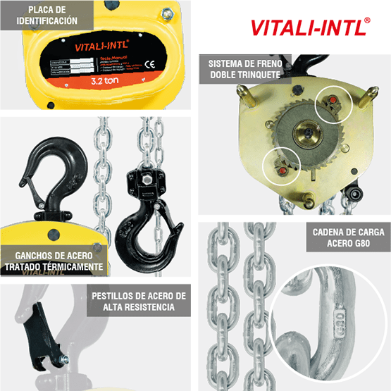 TECLE MANUAL 0.25T 3MTSCARGA 4X12MM(1) - 3MTSMANDO 3X15X10MM(2) - imagen 7