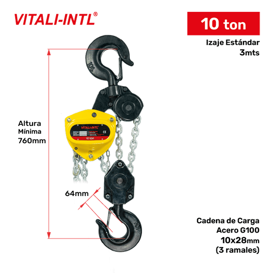TECLE MANUAL 0.25T 3MTSCARGA 4X12MM(1) - 3MTSMANDO 3X15X10MM(2)