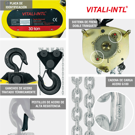 TECLE MANUAL 0.25T 3MTSCARGA 4X12MM(1) - 3MTSMANDO 3X15X10MM(2) - imagen 7