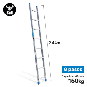 ESCALERA ALUMINIO TIPO ARRIMO 8P 150KG 2.44m AA150-8IA AMERICAN BULL