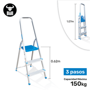 ESCALERA ALUMINIO TIPO BANQUETA 3P 150KG 0.62m AB150-3IA AMERICAN BULL