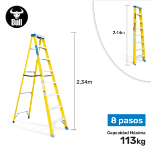 ESCALERA FIBRA SIMPLE ACCESO 8P 113KG 2.44m FTS113-8I AMERICAN BULL