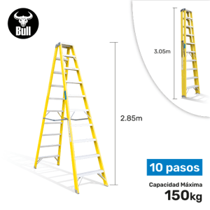 ESCALERA FIBRA TIJERA DOBLE ACCESO 10P 150KG 3.05m FTD150-10IA AMERICAN BULL