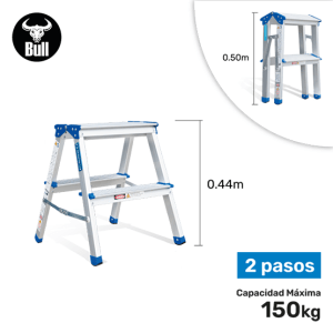 ESCALERA ALUMINIO TIPO BANQUETA DOBLE 2P 150KG 0.44m ABD150-2IA AMERICAN BULL