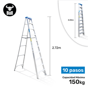 ESCALERA ALUMINIO TIJERA SIMPLE ACCESO 10P 136KG 3.05m ATS136-10IA AMERICAN BULL