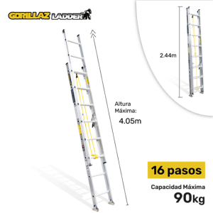 ESCALERA ALUMINIO EXTENSION 4.05m GATT16-III GORILLAZ 90KG