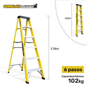 ESCALERA FIBRA TIJERA SIMPLE 1.83m GFTS6-II GORILLAZ 102KG