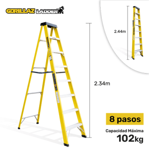 ESCALERA FIBRA TIJERA SIMPLE 2.44m GFTS8-II GORILLAZ 102KG