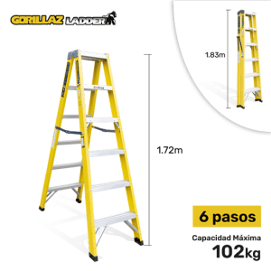 ESCALERA FIBRA TIJERA DOBLE 1.83m GFTD6-II GORILLAZ 102KG