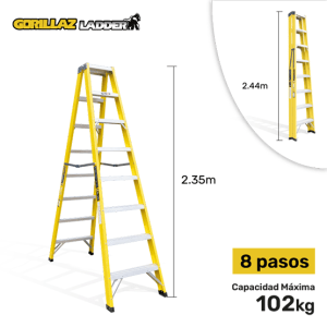 ESCALERA FIBRA TIJERA DOBLE 2.44m GFTD8-II GORILLAZ 102KG