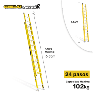ESCALERA FIBRA EXTENSION 6.59m GFTT24-II GORILLAZ 102KG