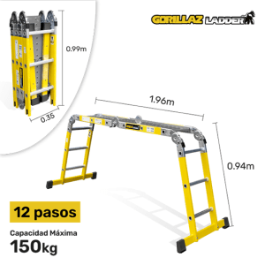 ESCALERA FIBRA MULTIPROPOSITO GFM12-IA+P GORILLAZ 150KG