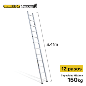 ESCALERA ALUMINIO DE APOYO 3.41m GAA12-IA GORILLAZ 150KG