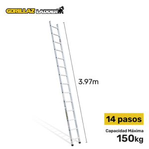 ESCALERA ALUMINIO DE APOYO 3.97m GAA14-IA GORILLAZ 150KG
